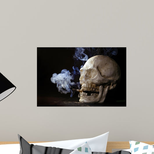 Smoking Skull Wall Decal Design 1
