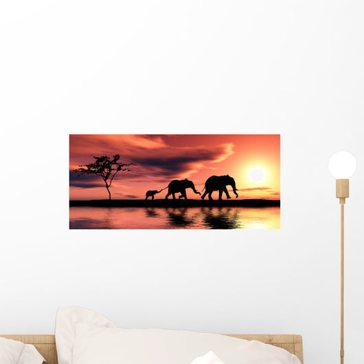 Family of Elephants Wall Mural