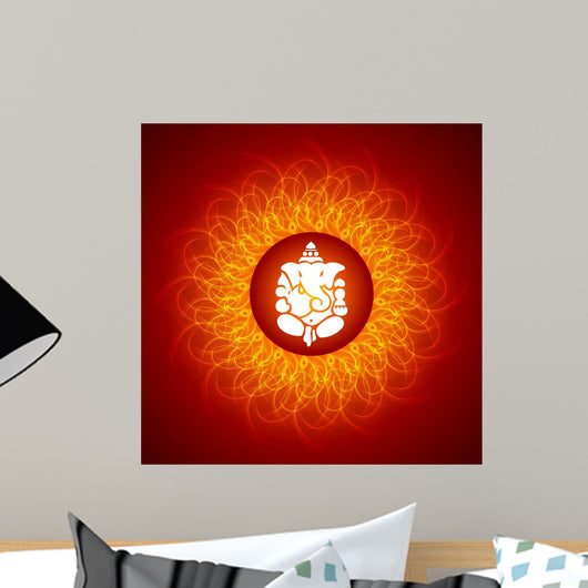 Lord Ganesha On Mandala Background Wall Mural