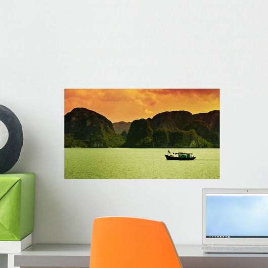 Boat Sailing along Coast Wall Decal