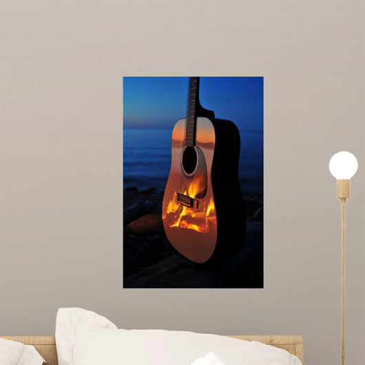Fireside Guitar Wall Mural