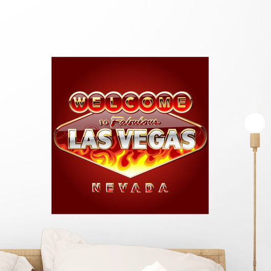 Burning Las Vegas Road Sign Wall Mural