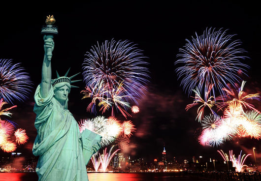 The Statue of Liberty and 4th of July fireworks Wall Mural