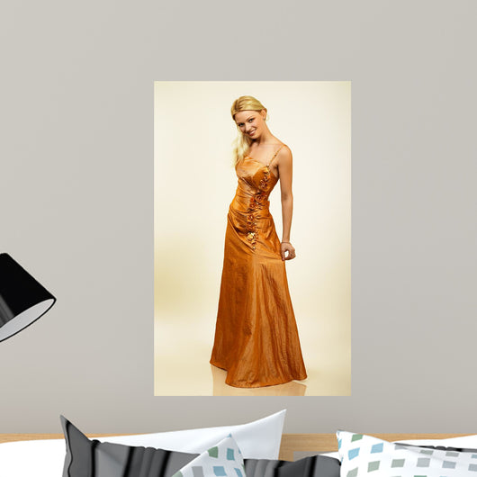 Attractive Young Woman in Evening Dress Portrait Wall Mural