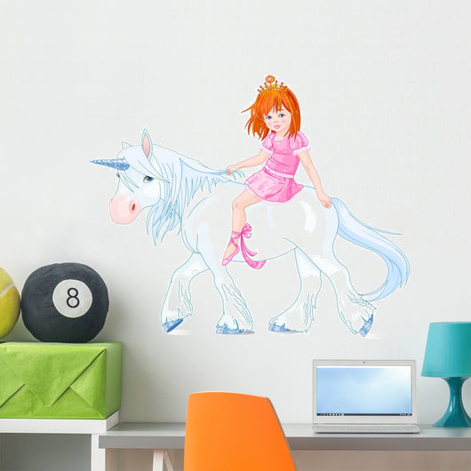 Princess on unicorn Wall Decal