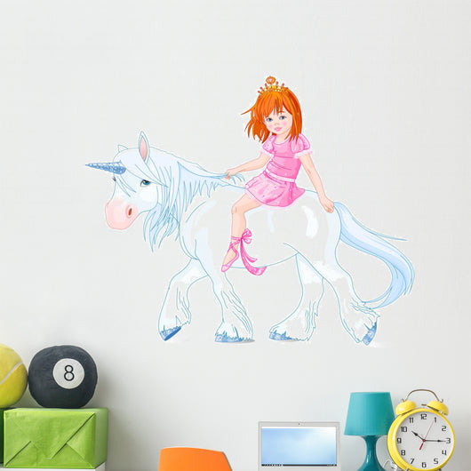 Princess on unicorn Wall Decal