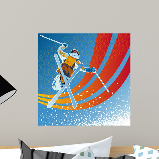 Freestyleskisnowwintermodernorange Wall Mural