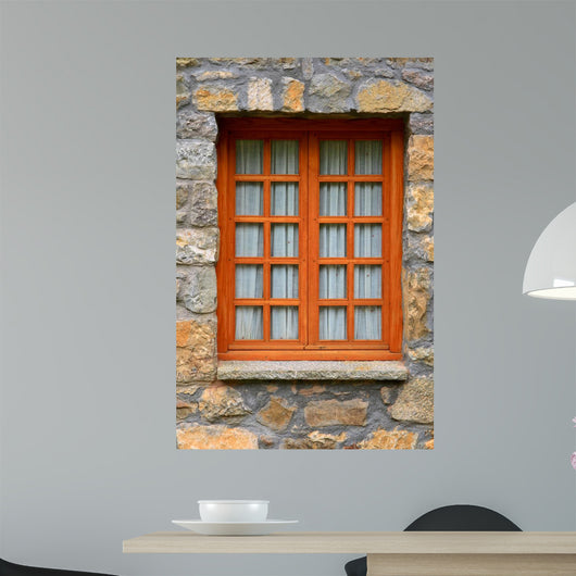 Wooden Rustic Vertical Window Wall Mural