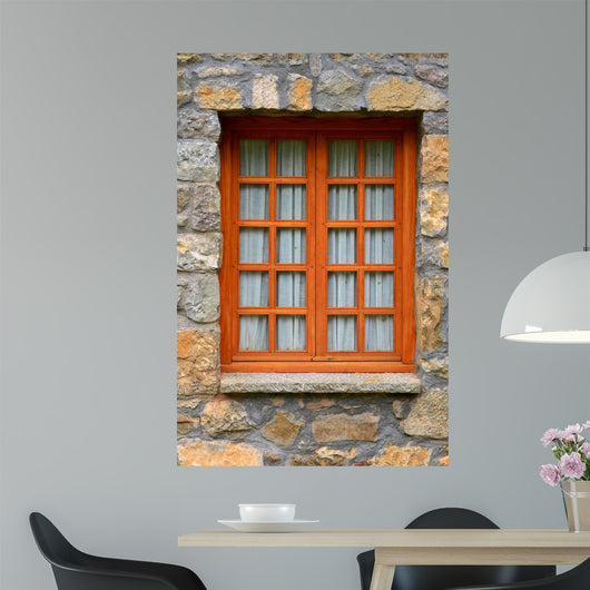 Wooden Rustic Vertical Window Wall Mural
