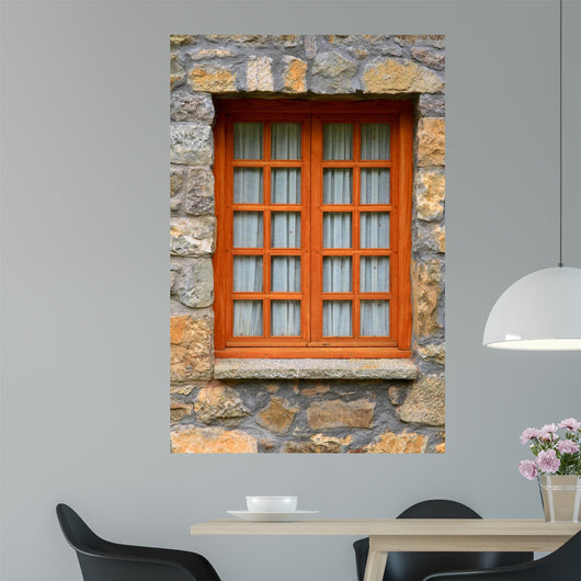 Wooden Rustic Vertical Window Wall Mural