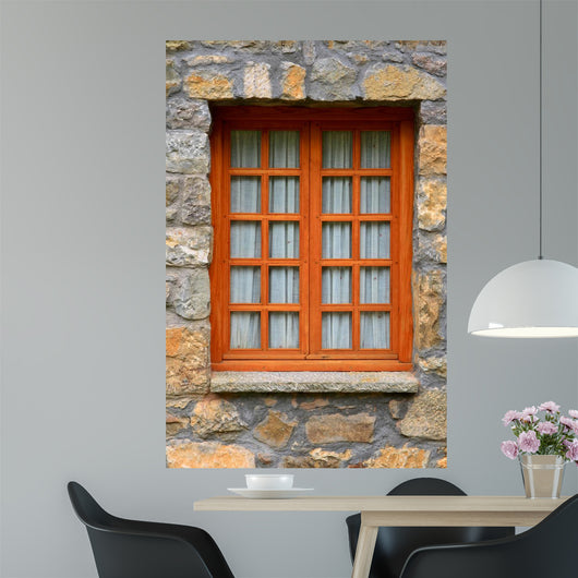 Wooden Rustic Vertical Window Wall Mural
