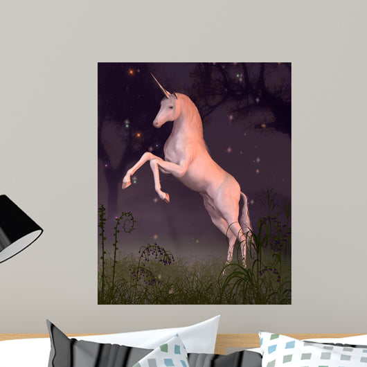 Unicorn Moonlit Forest Glade Wall Mural