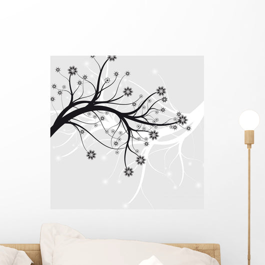 nature flowers (silver flowers) Wall Mural