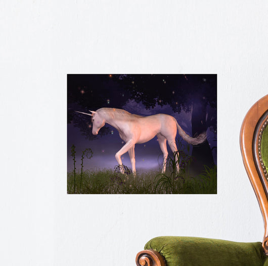 Unicorn Misty Forest Glade Wall Mural
