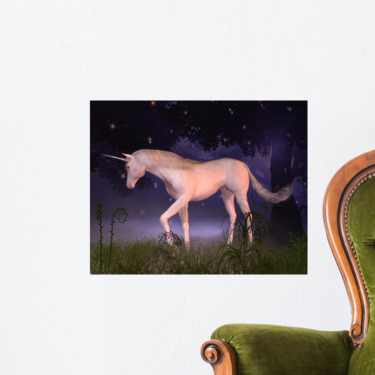 Unicorn Misty Forest Glade Wall Mural
