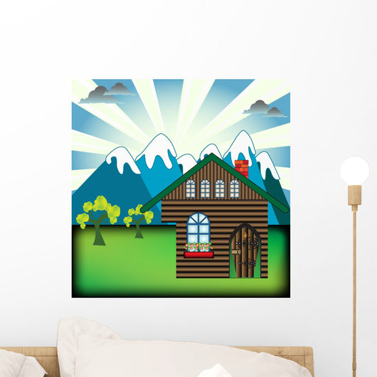 Mountain cabin Wall Mural