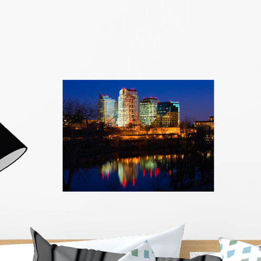 Sacramento skyline at night Wall Mural