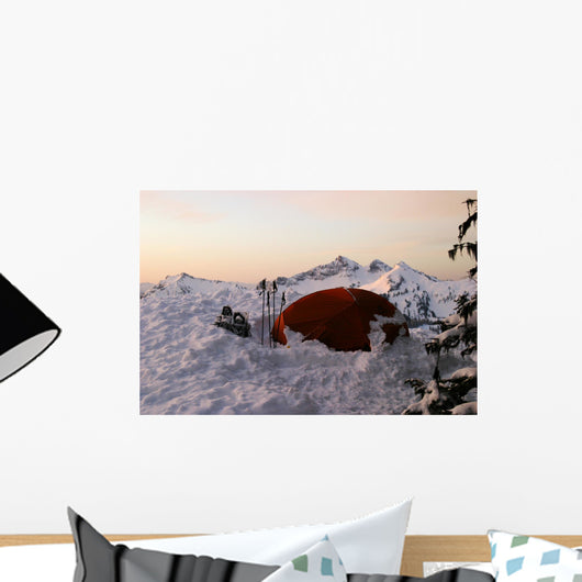 Tent on Mt Rainier at Sunrise Wall Mural