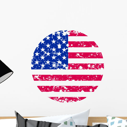 Round flag of USA in retro style Wall Decal