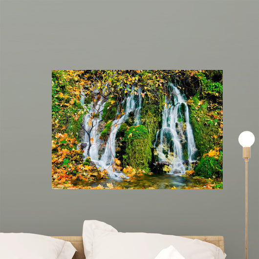 Mountain Waterfall Autumn Wall Mural