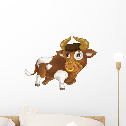 Cartoon Happy Bull Wall Decal