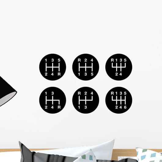 Six Stick Shift Patterns Wall Decal Sticker Set