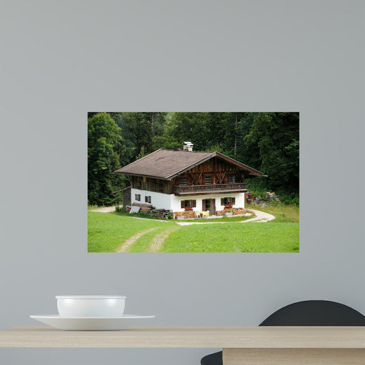 Wooden House in the German Alps Wall Mural