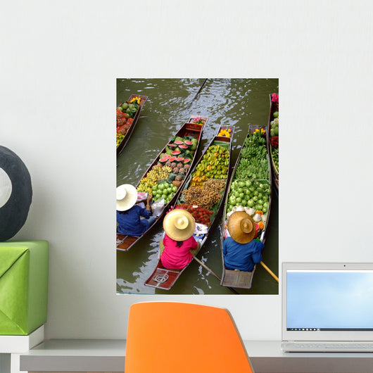 floating market in bangkok Wall Mural