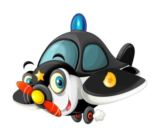Cartoon Happy Police Plane Wall Decal