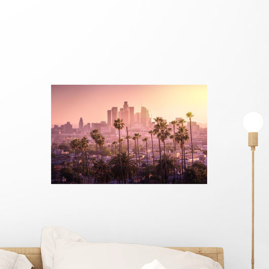 Beautiful Sunset Los Angeles Fog Wall Decal
