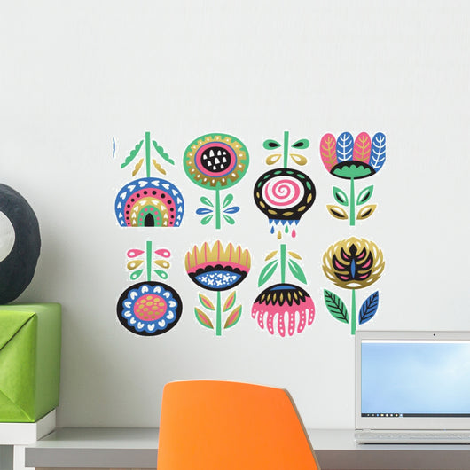 Scandinavian Flower Wall Decal Sticker Set