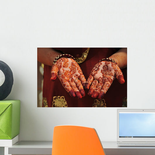 hands decorated with henna Wall Mural