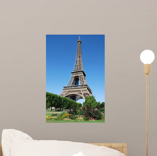 Flowers and Eiffel Tower Wall Mural