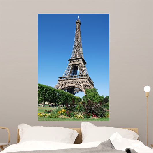 Flowers and the Eiffel Tower Wall Mural