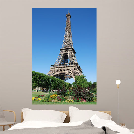 Flowers and the Eiffel Tower Wall Mural