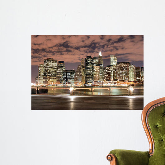 Manhattan Skyline at Night Wall Mural