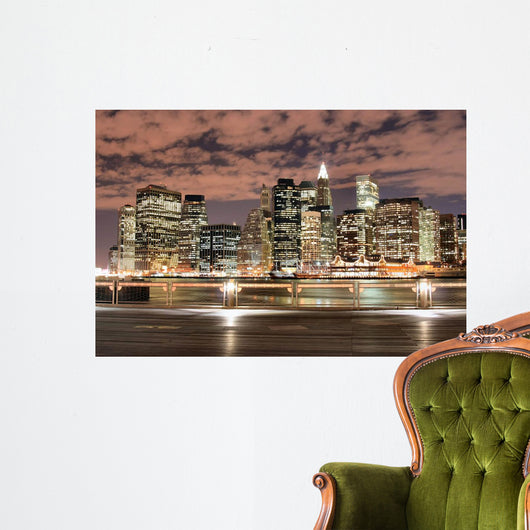 Manhattan Skyline at Night Wall Mural