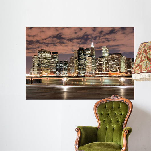 Manhattan Skyline at Night Wall Mural