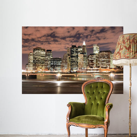 Manhattan Skyline at Night Wall Mural