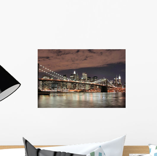 brooklyn bridge  at night Wall Mural