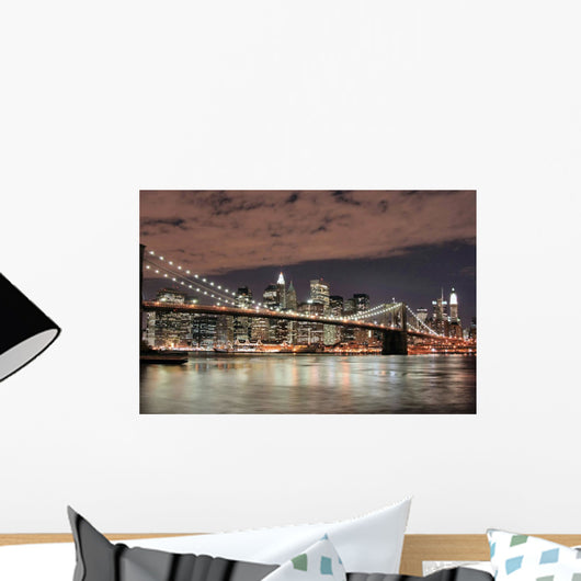 brooklyn bridge at night Wall Mural