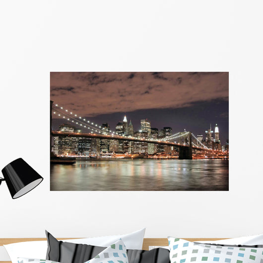 brooklyn bridge  at night Wall Mural