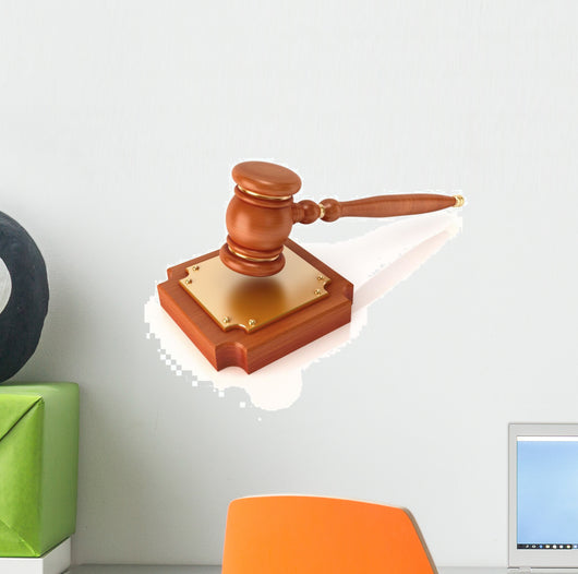 Wood Gavel 3D Illustration Wall Decal
