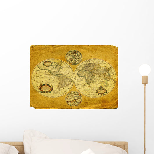 Old Paper World Map Wall Decal