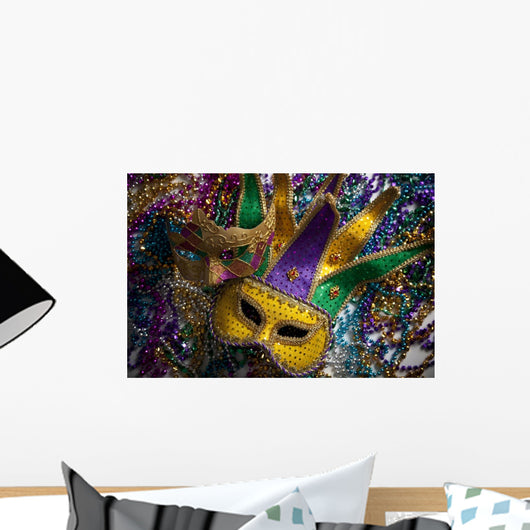 Mardi Gras Mask and Beads Wall Mural