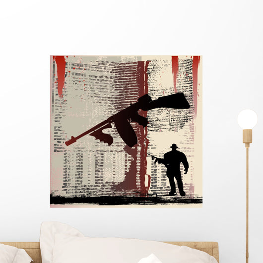 Tommy Gun Grunge Wall Mural