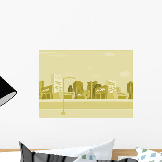 Cartoon city background Wall Mural