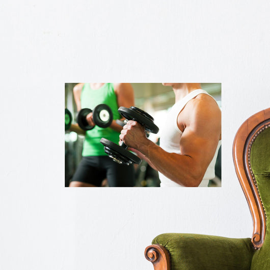 Dumbbell Training in Gym Wall Mural