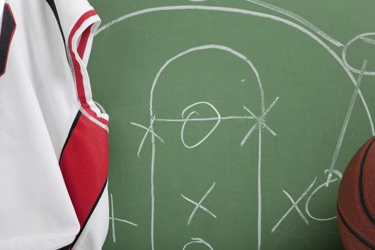Basketball in chalkboard with play Wall Mural