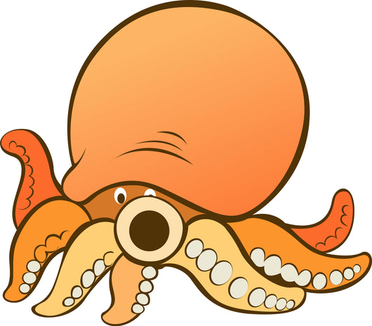 Orange Octopus with Brown Wall Decal
